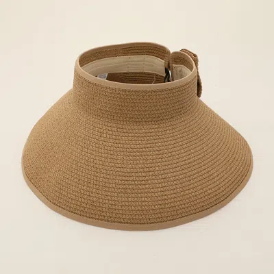 Fashnzfab Wide Brim Straw Roll-up Sun Visor Hat In Brown