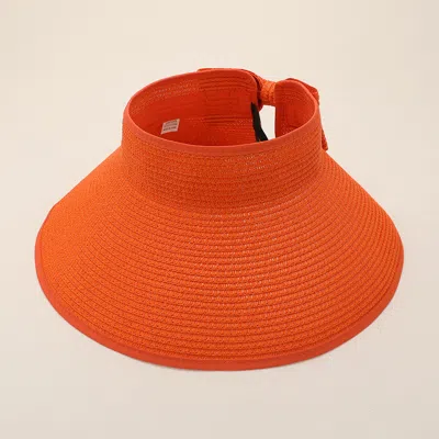 Fashnzfab Wide Brim Straw Roll-up Sun Visor Hat In Red