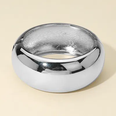 Fashnzfab Wide Dome Metal Hinged Bangle Bracelet Rhodium In Multi
