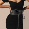 Fashnzfab Wide Faux Leather Wrap Belt In Black
