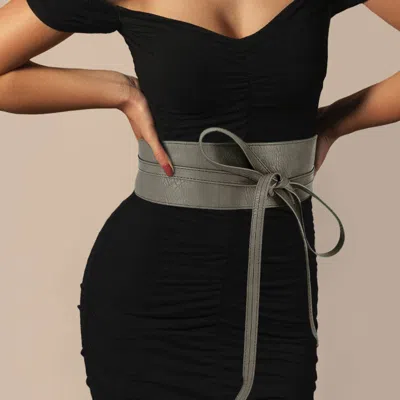 Fashnzfab Wide Faux Leather Wrap Belt In Black