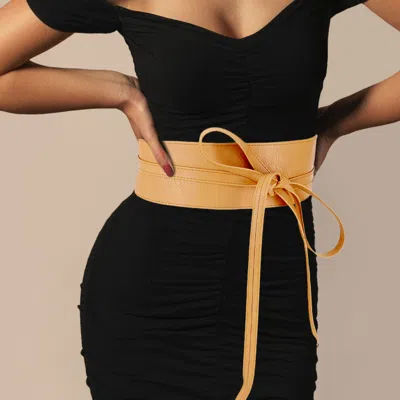 Fashnzfab Wide Faux Leather Wrap Belt In Brown
