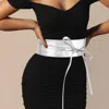 Fashnzfab Wide Faux Leather Wrap Belt In Gray
