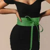 Fashnzfab Wide Faux Leather Wrap Belt In Green