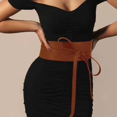 Fashnzfab Wide Faux Leather Wrap Belt In Red