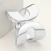 Fashnzfab Wide Geometric Metal Hinged Bangle Bracelet - Rhodium In Metallic
