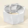 Fashnzfab Wide Geometric Metal Hinged Bangle Bracelet Rhodium In Multi