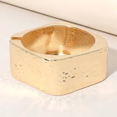 Fashnzfab Wide Hammered Metal Hinged Bangle Bracelet Gold