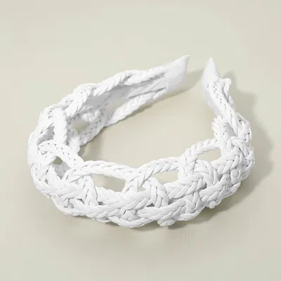 Fashnzfab Wide Intricate Braided Wide Headband In White
