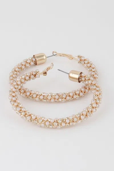 Fashnzfab Wide Jeweled Hoop Earrings In Gold