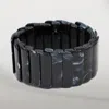 Fashnzfab Wide Marbled Stretch Statement Bracelet In Black