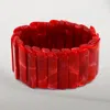 Fashnzfab Wide Marbled Stretch Statement Bracelet In Red