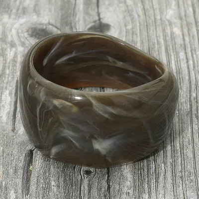 Fashnzfab Wide Marbled Swirl Resin Bangle Bracelet In Green