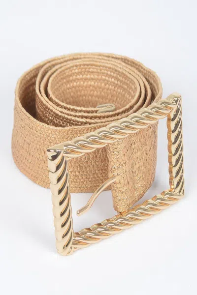 Fashnzfab Wide Metal Buckle Clear Belt In Brown