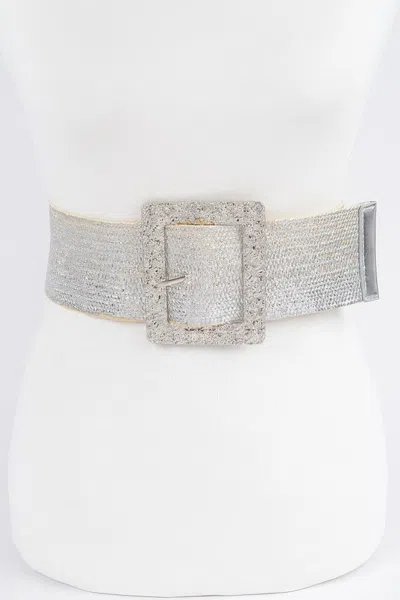 Fashnzfab Wide Metal Buckle Plus Size Belt In White
