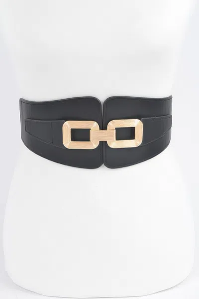 Fashnzfab Wide Metal Link Plus Size Elastic Belt In Metallic