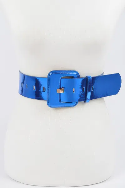 Fashnzfab Micro Suede Wide Buckle Belt In Blue