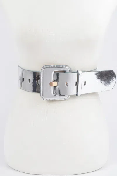 Fashnzfab Wide Mirror Pu Belt In Green