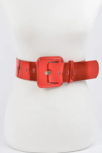 Fashnzfab Wide Mirror Pu Belt In Neutral