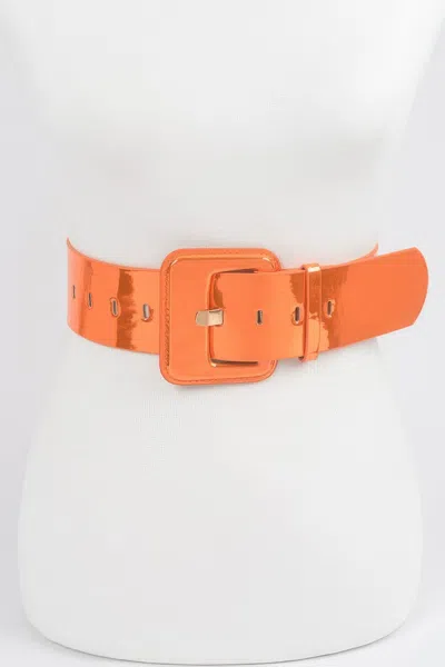 Fashnzfab Micro Suede Wide Buckle Belt In Orange