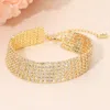 Fashnzfab Wide Multi Row Cz Stone Paved Evening Bracelet - Gold In Gold