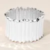 Fashnzfab Wide Pleated Metal Hinged Bangle Bracelet In Neutral