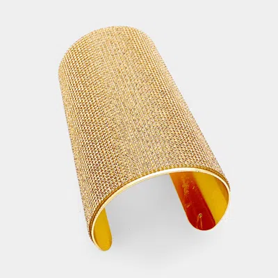 Fashnzfab Wide Rhinestone Cuff Bracelet In Multi