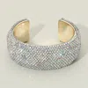 Fashnzfab Wide Rhinestone Statement Evening Cuff Bracelet Clear In Multi