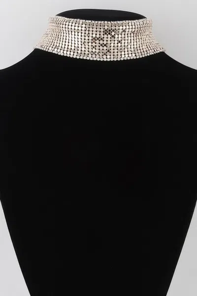 Fashnzfab Wide Sequin Choker Necklace In Gold