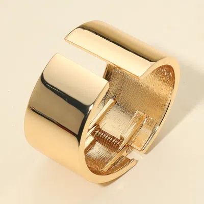 Fashnzfab Wide Statement Metal Cuff Bracelet In Gold