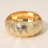 Fashnzfab Wide Textured Metal Hinged Bangle Bracelet In Gold