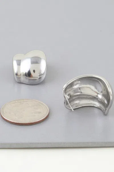 Fashnzfab Wide Twist Hoop Earrings In Silver