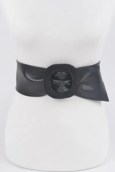 Fashnzfab Wide Waist Belt In Black