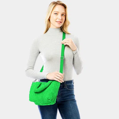 Fashnzfab Wide Wale Corduroy Tote / Crossbody Bag In Green