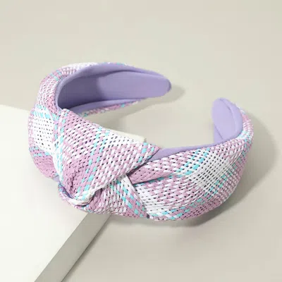 Fashnzfab Wide Woven Knot Headband In Purple