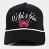 Fashnzfab Wild Free Message Butterfly Embroidered Mesh Back Trucker Hat In Black