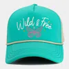 Fashnzfab Wild Free Message Butterfly Embroidered Mesh Back Trucker Hat In Multi