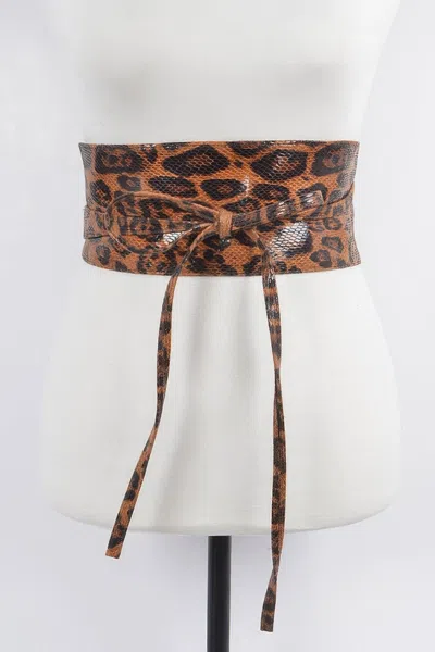 Fashnzfab Wild Luxe Faux Leo Waist Belt In Brown