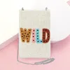 Fashnzfab Wild Message Seed Beaded Crossbody Bag In White