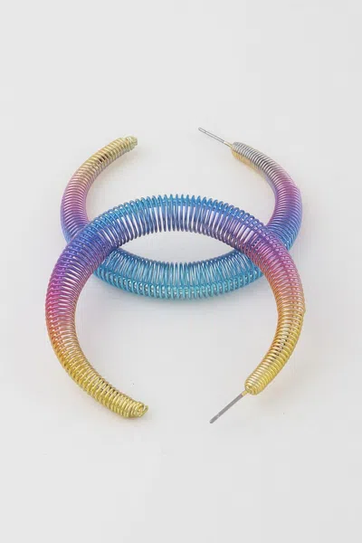 Fashnzfab Wire Wrapped Hoop Earrings In Multi