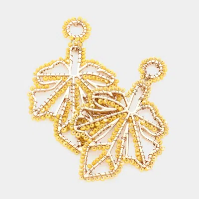 Fashnzfab Wire Wrapped Seed Bead Leaf Dangle Earrings In Multi