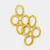 Fashnzfab Wire Wrapped Seed Bead Oval Earrings - Gold, Mustard In Multi
