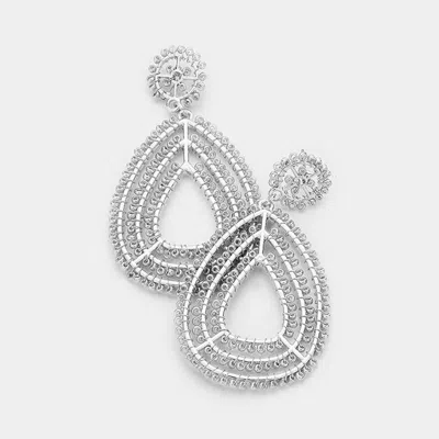 Fashnzfab Wire Wrapped Seed Bead Teardrop Earrings - Rhodium, Silver In Metallic
