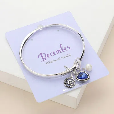 Fashnzfab Wisdom Wealth December Heart Birthday Stone Charm Bracelet Antique Silver, Blue In Multi