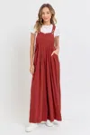 Fashnzfab Women's Adjustable Strap Overall Wide Leg Jumpsuit In Red