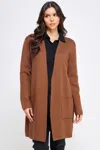 Fashnzfab Women's Basic Soft Long Line Open Front Sweater Cardigan In Brown