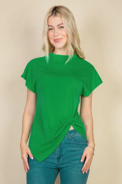 Fashnzfab Women's Batwing Sleeve Twist Front Tee In Green