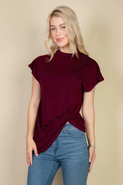 Fashnzfab Women's Batwing Sleeve Twist Front Tee In Red