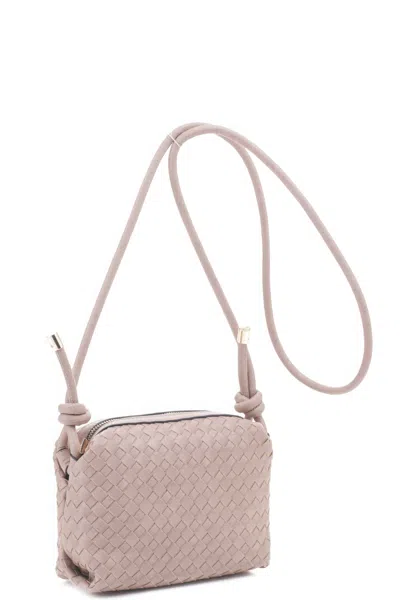 Fashnzfab Women's Braid Texture Zipper Crossbody Bag In Grey