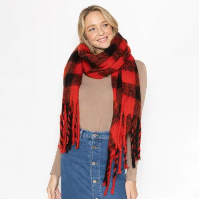 Fashnzfab Women's Buffalo Plaid Scarf In Red